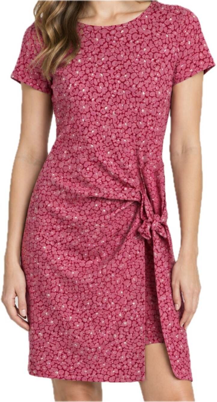 J. McLaughlin Elora Dress Catalina Cloth Cap Sleeve Adjustable Tie Floral Pink S